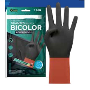 GUANTE MENAJE BICOLOR. Paquete de 12 pares (Talla S, M y L)                                                                                                                                                                                               